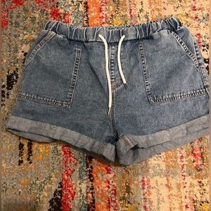 SHEIN Blue Denim Elastic Waist Shorts